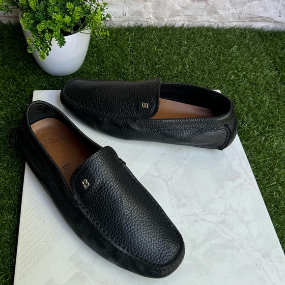 BALLY Black Leather loafer men size 7.5 - Picture 10 of 12